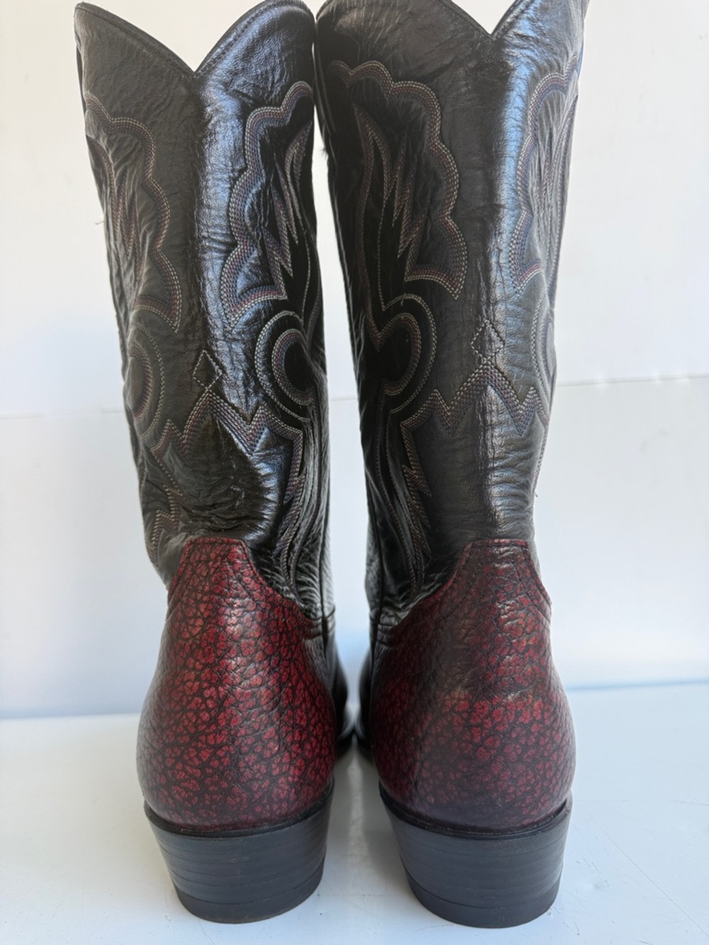 TONY LAMA COWBOY WESTERN BOOTS SIZE 12 D BLACK CHERRY PERFECT CONDITION - Picture 5 of 11